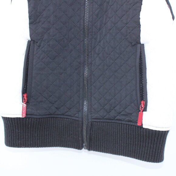 Ann Taylor LOFT Petites Quilted Black And White Hooded Vest - Picture 4 of 10